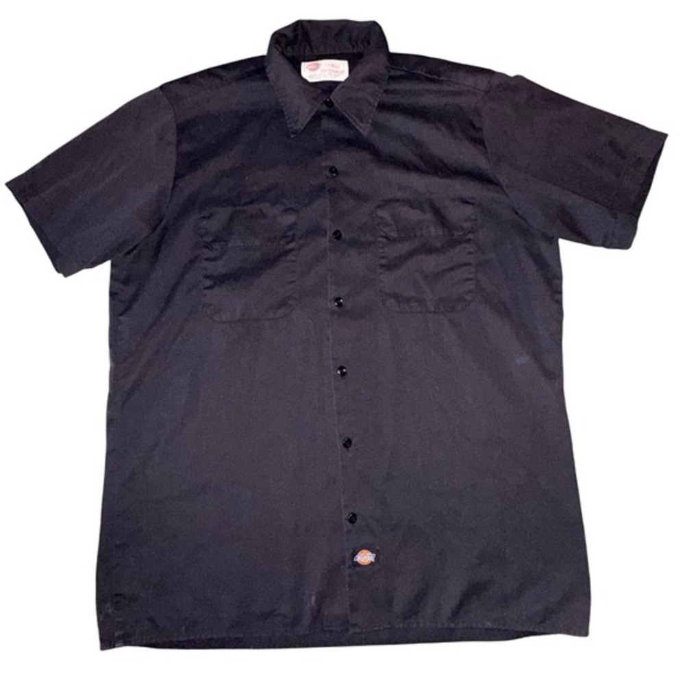 Dickies‎ Work Shirt Mens Large Gray Short Sleeve Button Front Uniform Heavy Duty